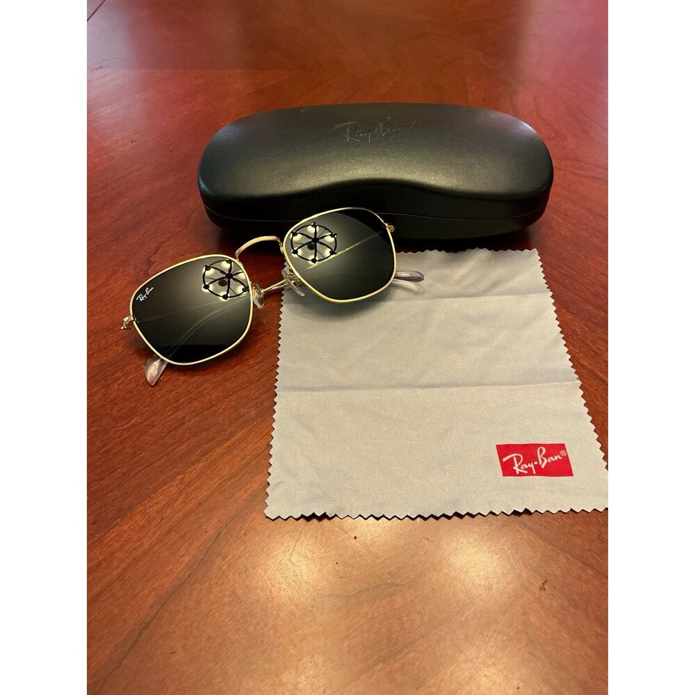 Ray-Ban Caravan RB3857 Gold Metal Frame Green Glass Lenses UV400 w/ Case20
